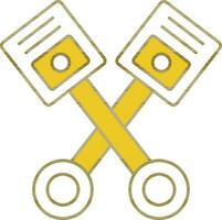 Crossed Piston Icon In Yellow And White Color. vector