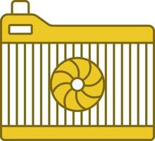 Radiator Fan Icon In Yellow And White Color. vector