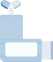 Asthma Inhaler Icon In Blue And White Color. vector