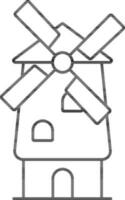 Windmill Or Post Mill Icon In Linear Style. vector