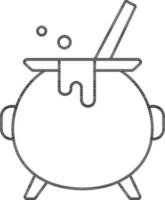 Spoon In Hot Cauldron Thin Line Icon vector