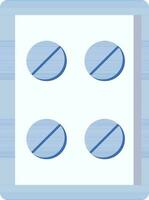 Tablet Strip Icon In Blue And White Color. vector