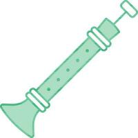 Flipper Flute Flat Icon In Green And White Color. vector