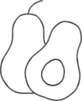 Flat Avocado With Piece Thin Line Icon. vector