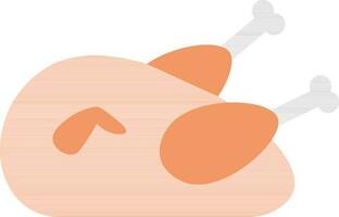 Roasted Chicken Icon In Orange And Gray Color. vector