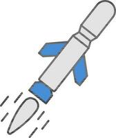 azul y gris color misil icono en plano estilo. vector