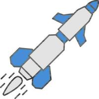 Illustration of Missile Icon in Blue And Grey Color. vector