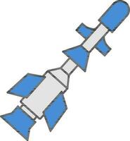 Illustration of Missile Icon in Blue And Grey Color. vector