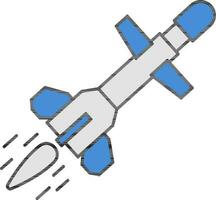 Isolated Blue And Grey Color Missile Icon in Flat Style. vector