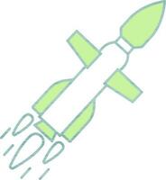 ilustración de misil o cohete icono en verde y blanco color. vector