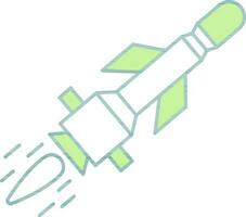 Isolated Green And White Color Missile Icon in Flat Style. vector