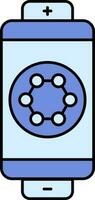 Flat Style Battery Molecule Blue Icon. vector