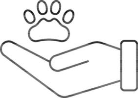 Animal Care Icon In Black Line Art. vector