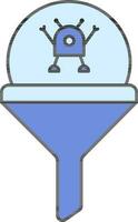 Nanobot Funnel Blue Icon In Flat Style. vector