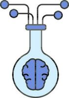 Illustration of Brain In Beaker Blue Icon. vector