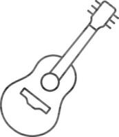 Guitar Icon In Black Line Art. vector