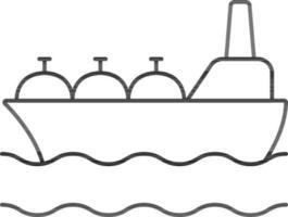 LNG Ship Icon In Black Outline. vector