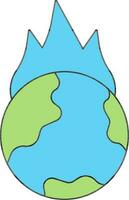 Firing Earth Or Globe Icon In Green And Blue Color. vector