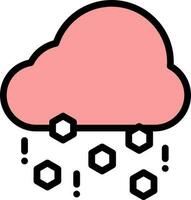 Vector Illustration of Cloud With Hail in Red And White Color.