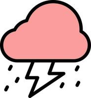 Cloud Rain Thunderstorm Icon in Flat Style. vector