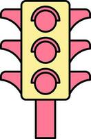 Isolated Traffic Lights Icon In Pink And Yellow Color. vector