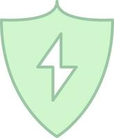 Green And White Electric Shield Icon Or Symbol. vector