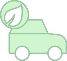 Isolated Eco Car Icon In Green And White Color. vector