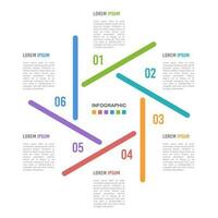Infographic 6 options. Planning, Workflow, or process diagram. Vector illustration.