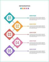 Infographics 5 options or steps. Workflow layouts, diagrams, number options, and web design. Vector illustration.