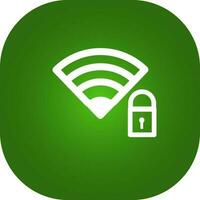 blanco Wifi bloquear icono o símbolo en cuadrado verde antecedentes. vector