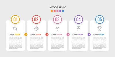 Vector infographic elements 5 square. Business concept with 5 options or steps. Vector illustration.