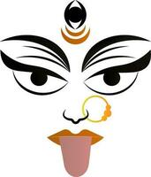 Colorful Goddess Kali Maa Face Icon In Flat Style. vector