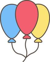 Tres color globos manojo plano icono. vector