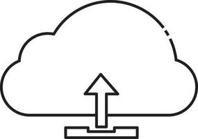Cloud Uploading Icon In Black Outline. vector