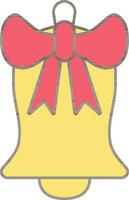 Bow Ribbon With Bell Icon In Red And Yellow Color. vector