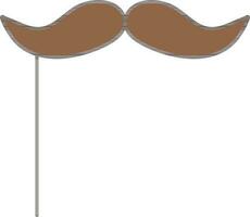 Flat Style Mustache Stick Icon In Brown Color. vector