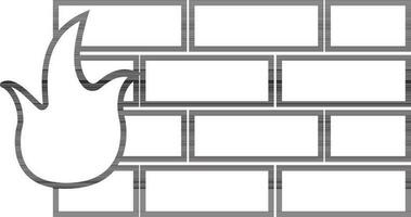 Firewall Icon In Black Line Art. vector