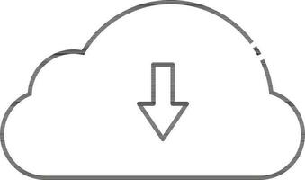 Cloud Download Icon In Black Outline. vector