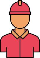 Faceless Worker Icon In Red And Orange Color. vector