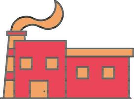 Factory Icon In Red And Orange Color. vector