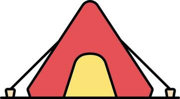 Flat Style Tent Icon in Red and Yellow Color. vector