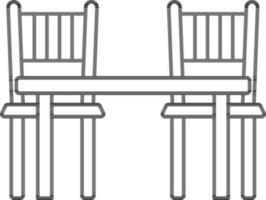 Table With Chairs Icon In Line Art. vector