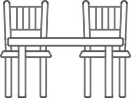 Table With Chairs Icon In Line Art. vector