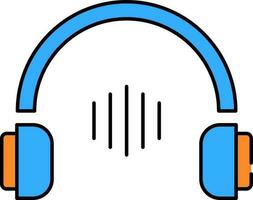 Headphone Icon In Blue And Orange Color. vector