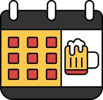 Beer Mug on Calendar Colorful Icon. vector