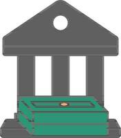 Flat Style Cash In Bank Grey And Green Icon. vector