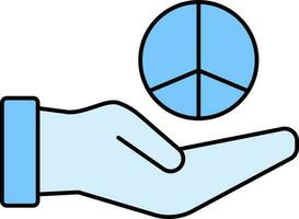 Hand Holding Peace Symbol Icon In Blue Color. vector