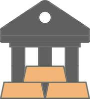 Gold Bricks With Bank Icon In Grey And Orange Color. vector