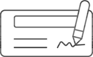 Cheque Icon In Black Outline. vector