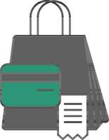 compras bolso con pago tarjeta y cuenta gris y verde icono o símbolo. vector
